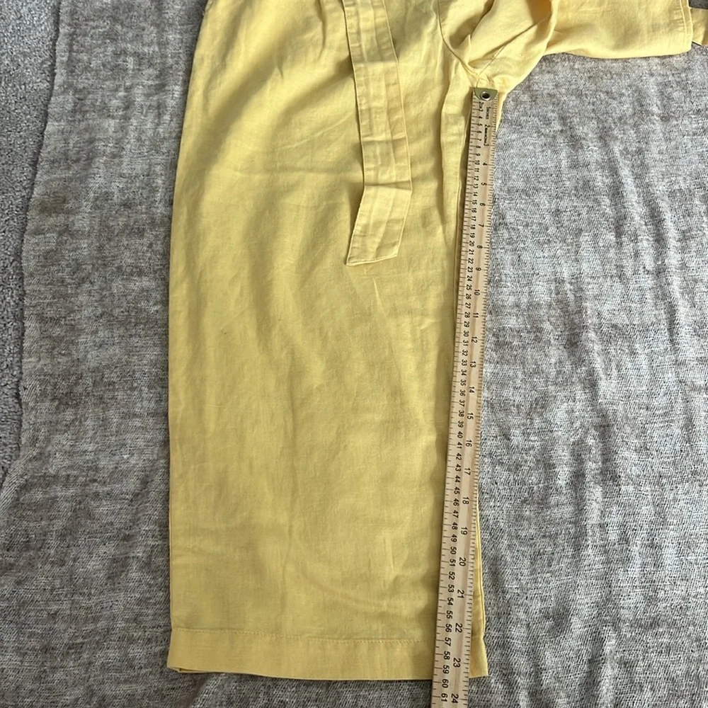 Zara Basic Yellow linen/cotton Wide-Leg Pants